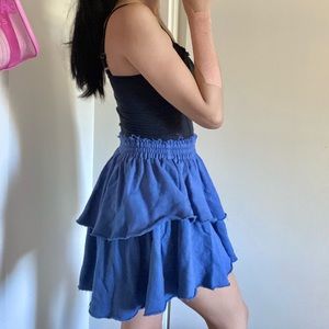 Aerie Blue Knit Ruffle Tiered Skirt